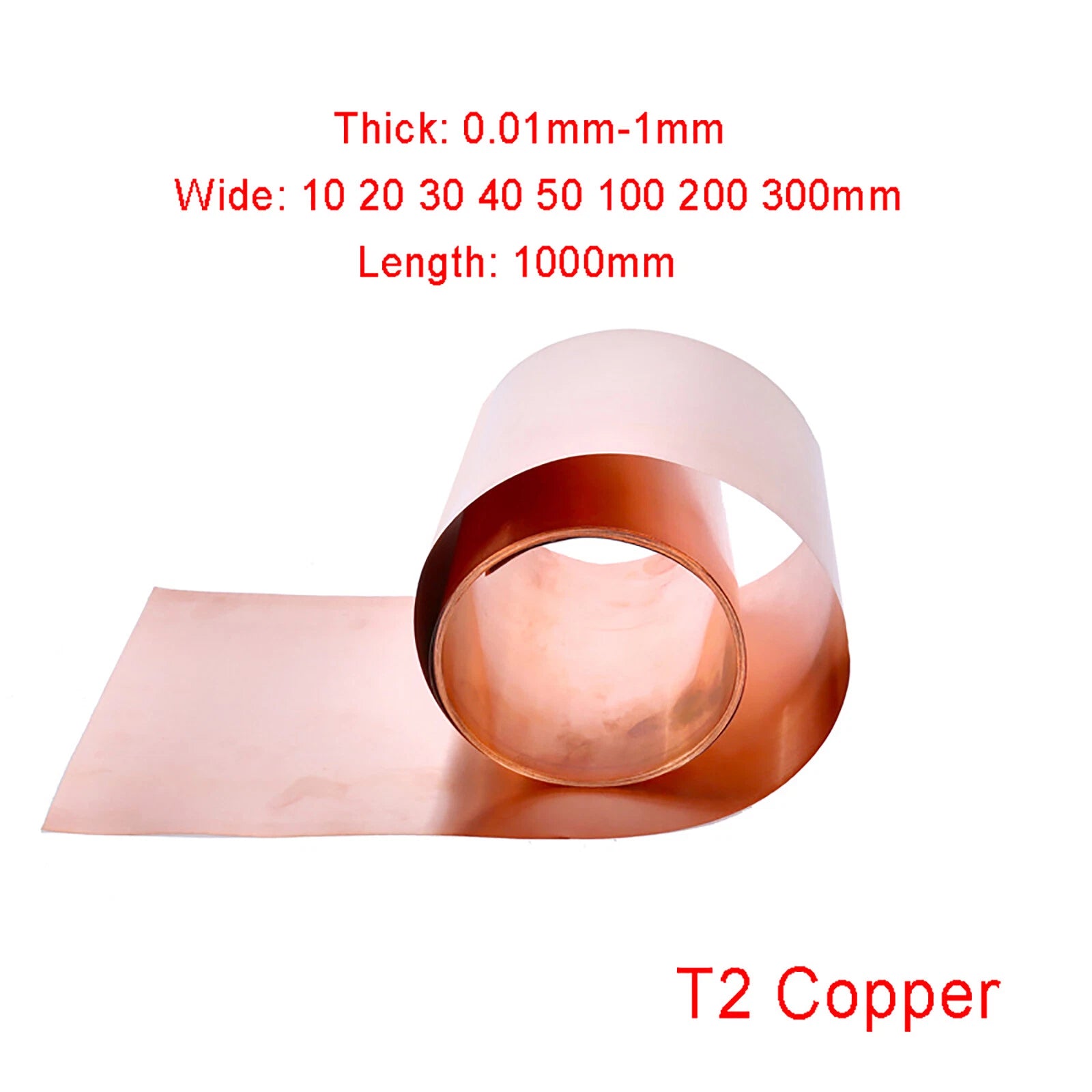Copper Sheet Plate 0.05 0.1 0.15 0.2 0.3 0.4 0.5 0.6 0.8 1mm Thick | 1000MM Long