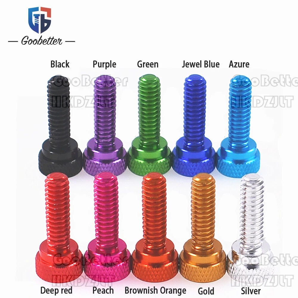 1/4 - 20 x 20mm Knurled Thumb Screws – Anodized Aluminum, 10 Colors - HomeDIYer