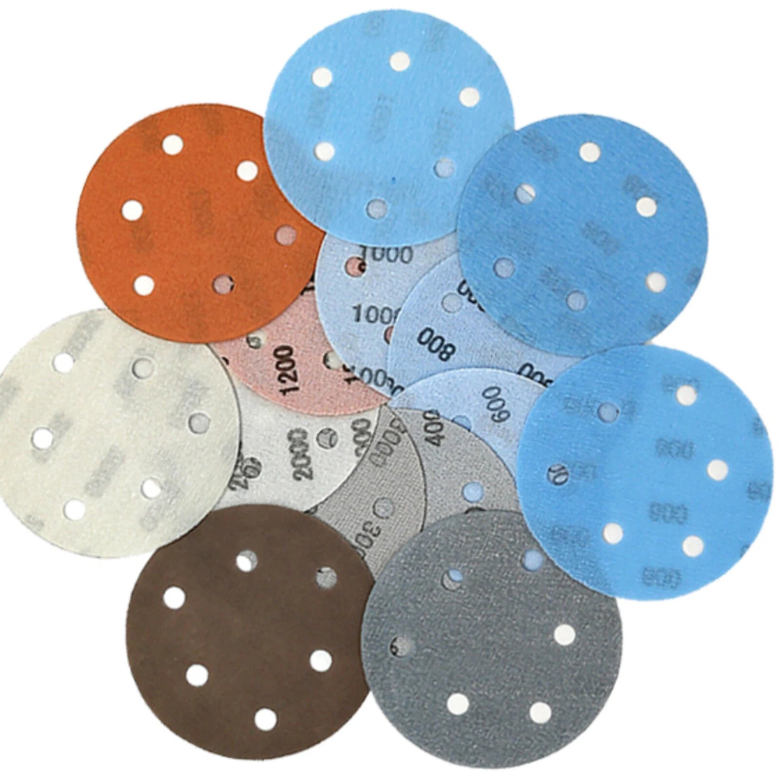 125mm sanding discs WET AND DRY 5 inch Sandpaper Film Pads 600-5000 GRIT 6 Hole