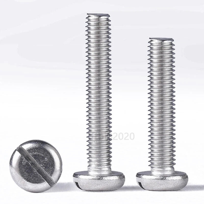 M5 M6 M8 M10 Slotted Pan Head Machine Screws – A2 Stainless Steel, DIN 85, Fully Threaded
