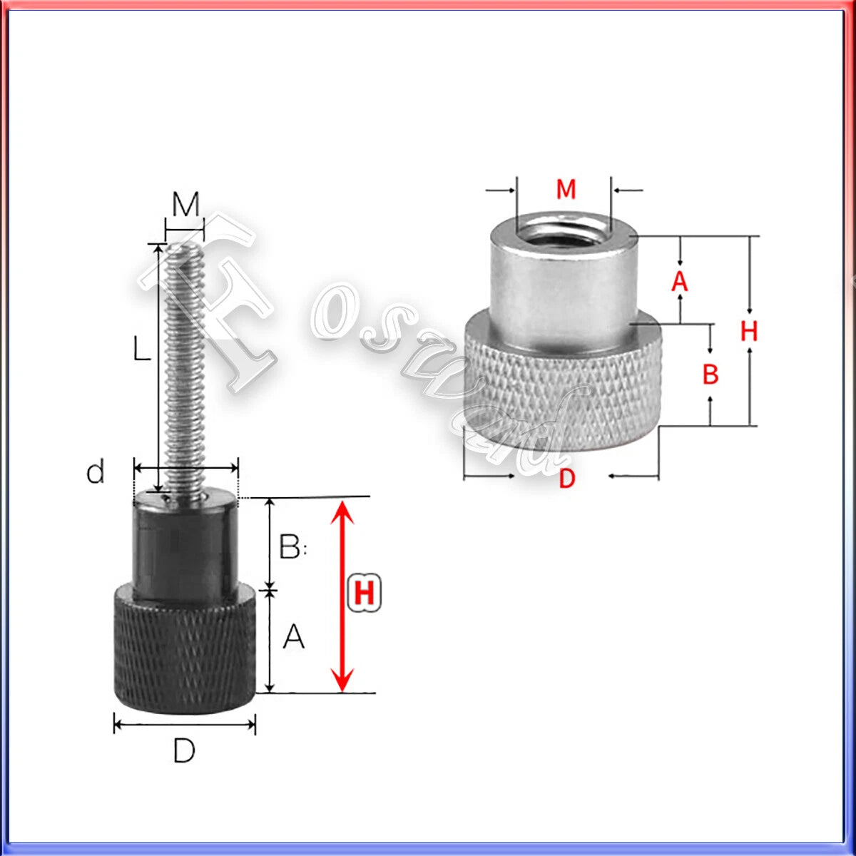 M6/8/10 Knurled Thumb Screws/ Nut Aluminum Hand Grip Knob Bolt For Camera Tripod