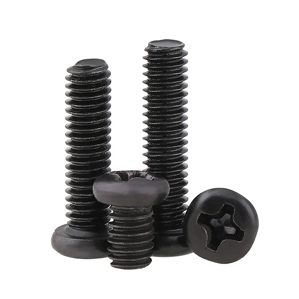 M5 Black Zinc Phillips Pan Head Machine Screws Carbon Steel Pozi Drive