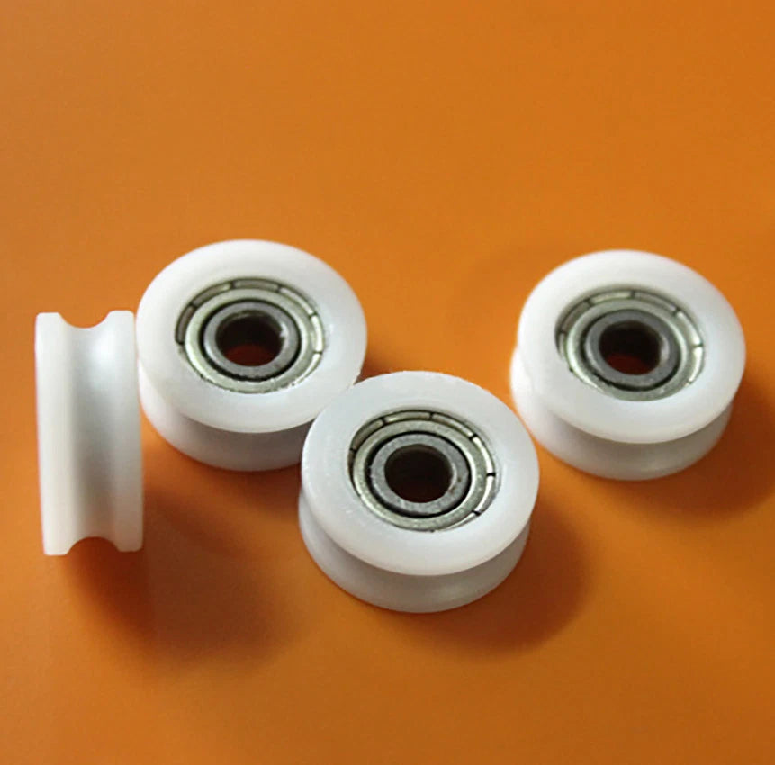 U Type Deep Groove Pulley Ball Nylon Plastic Embedded 604ZZ Bearing 4x15x6mm