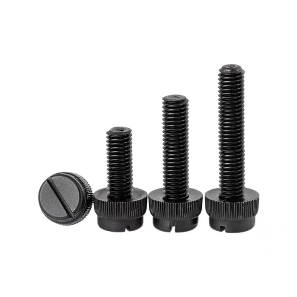 Black Nylon Thumb Screws — PA66 Knurled Slotted Head, M3 M4 M5 M6 M8