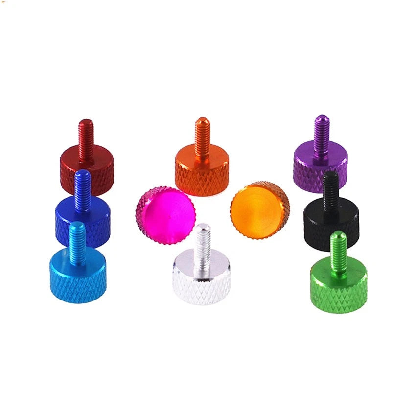 M3 x 8mm Knurled Thumb Screws – Anodised Aluminium Flat Head Hand Grip Bolts, 10 Colors