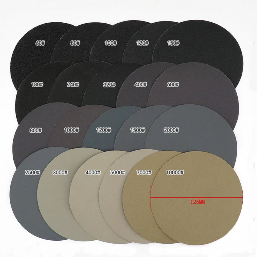 5'' 125mm Hook and Loop Sanding Disc 60 - 10000 Grit Wet or Dry Sandpaper Pads