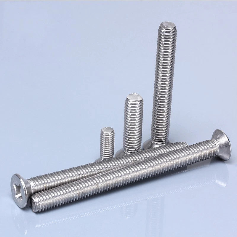 304 Stainless Steel M2 Countersunk Flat Head Phillips Machine Screws — 3mm to 60mm, Packs of 10–300