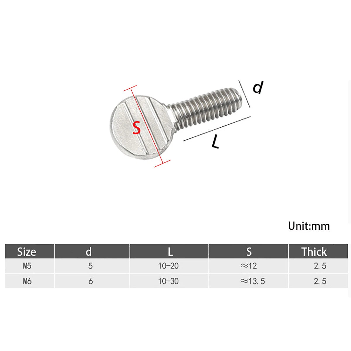 M5 M6 Spade-Head Thumb Screws Thumb Screw - A2 304 Stainless Steel
