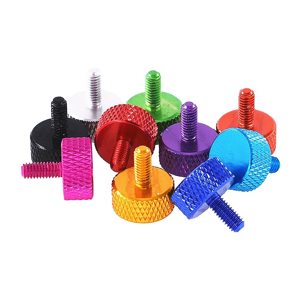 M3.5×8mm Aluminium Knurled Thumb Screws — Flat Head Hand-Grip Bolts for PC Case & Panels