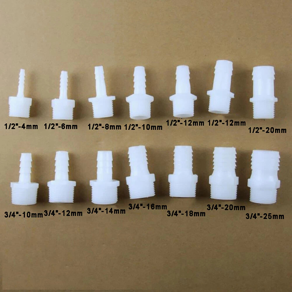 Barbed Hosetail Connector Fitting — Male Thread Plastic Hose Pipe Adaptor