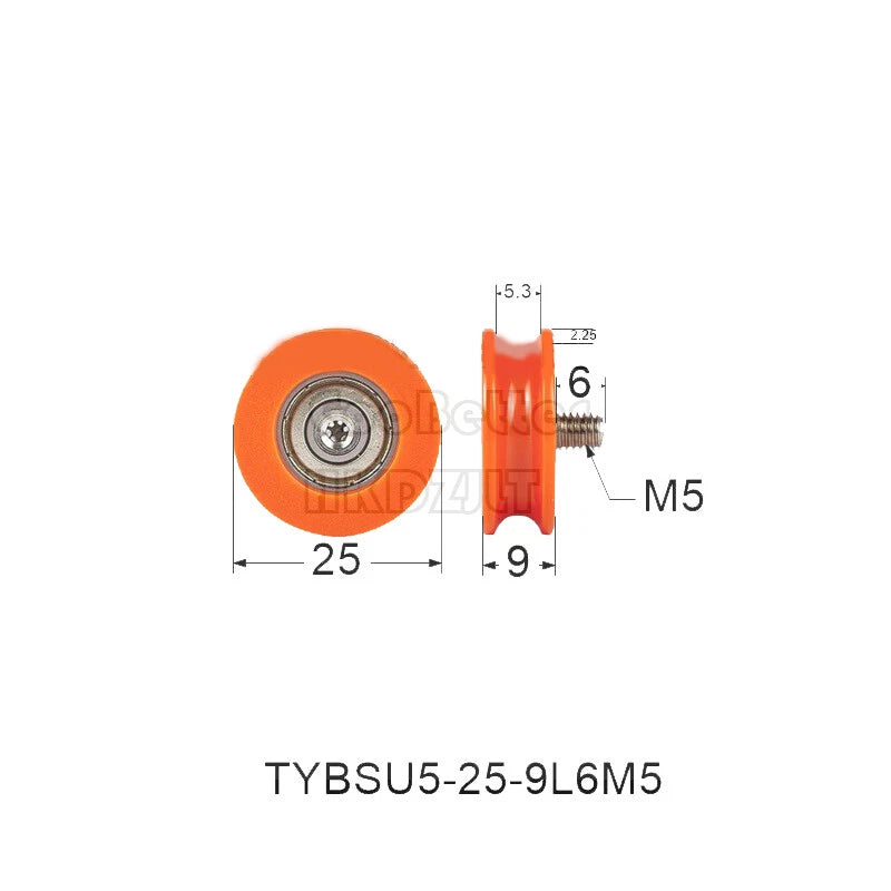 5mm M5 M6 U Groove Bearing Pulley Sliding Wheel Embedded Guiding Nylon 625