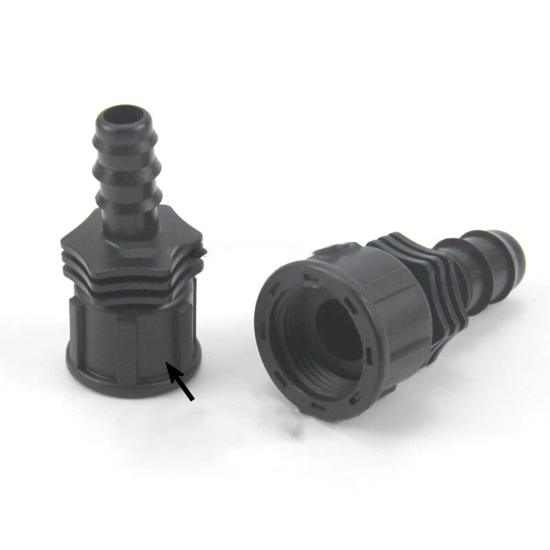 Female BSP Thread Hose Barb Straight Plastic Connector Fitting — 1/2" & 3/4" to 13mm / 16mm