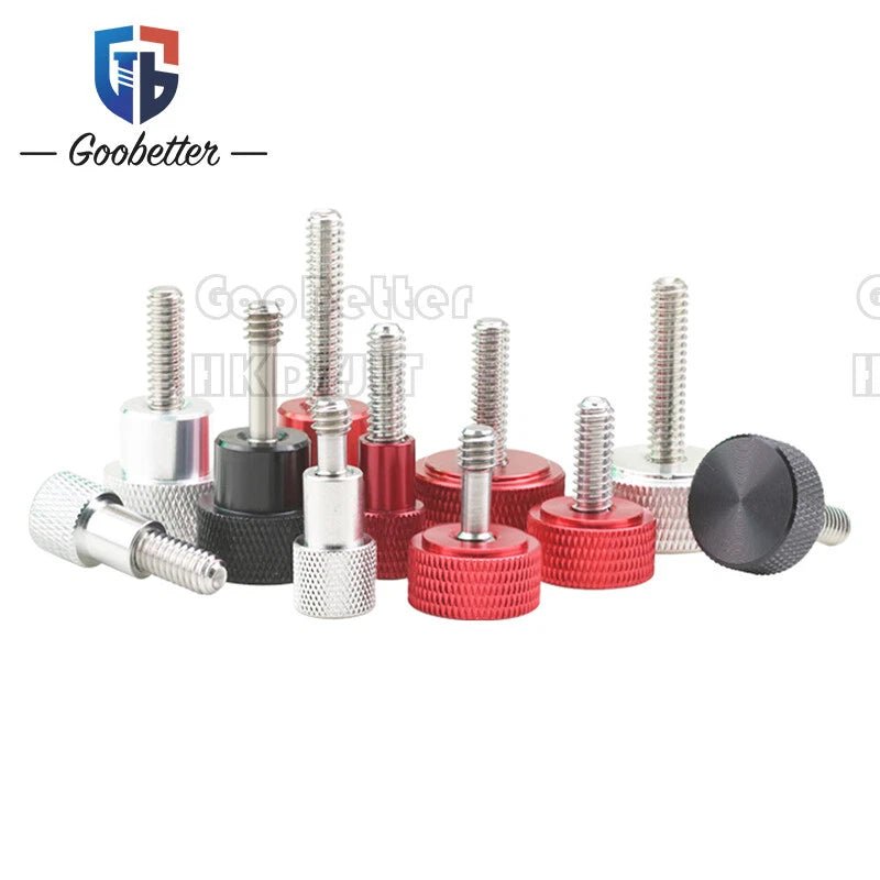 1/4" Knurled Thumb Nut with Collar – High - Profile Aluminum Alloy & Stainless, Red Black Silver - HomeDIYer