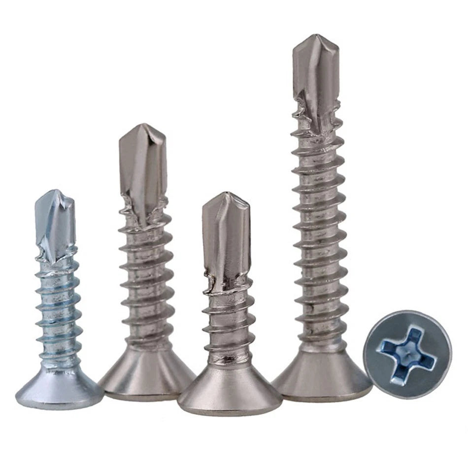 Phillips Countersunk Self Drilling Screws – M4.2 M4.8, 410 Stainless & Blue Zinc Plated Steel