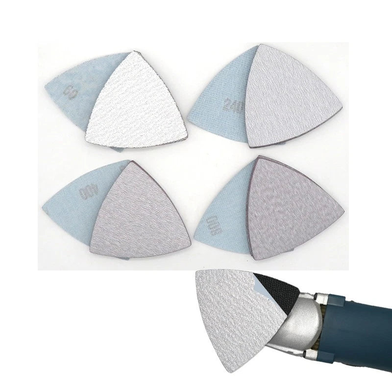 90mm Dry White Triangle Sanding Discs Pads Hook & Loop Sandpaper Grit 60 - 1000