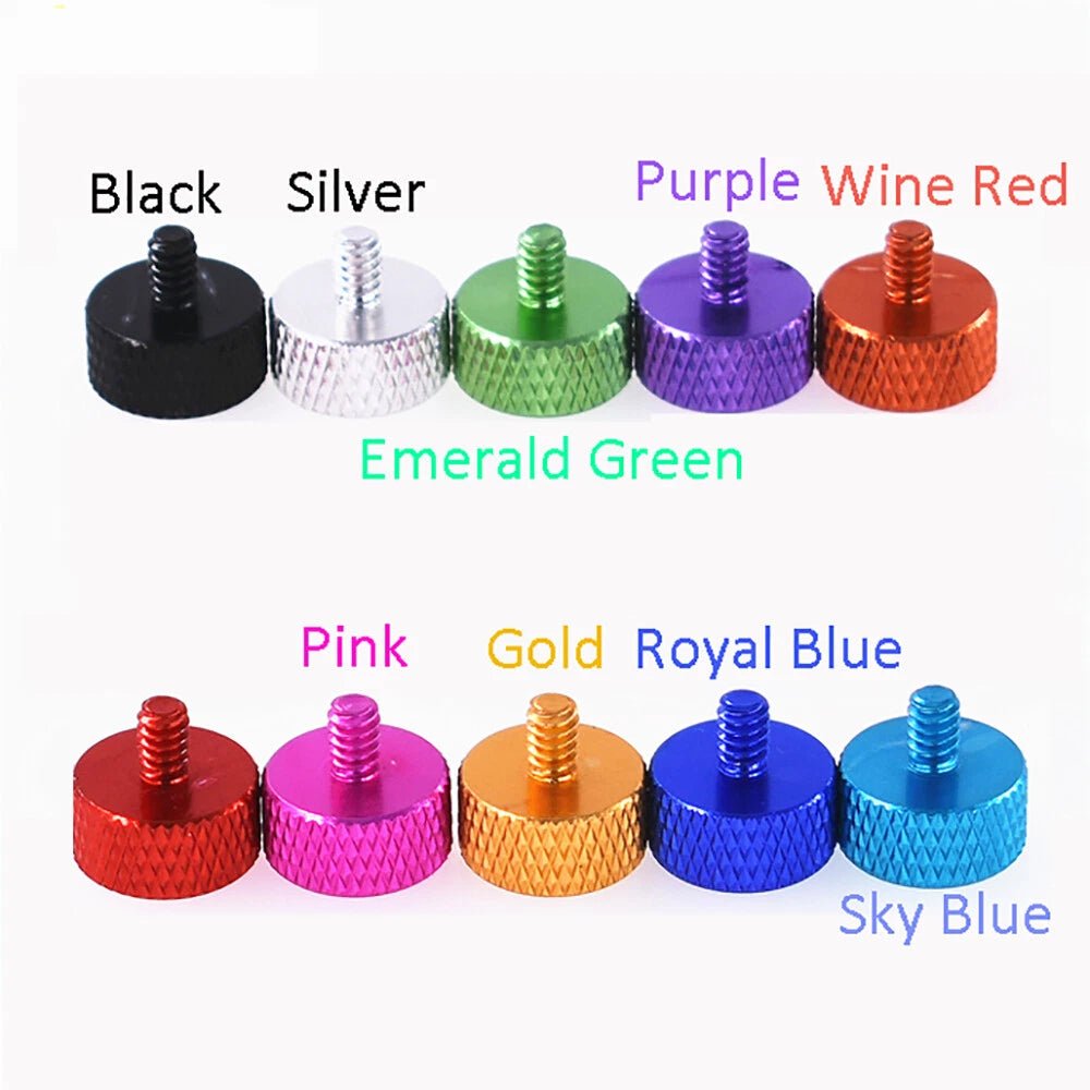 6 - 32 Knurled Thumb Screws — Aluminum Alloy, 7 Lengths, 10 Colors, Hand Grip Knob Bolts - HomeDIYer