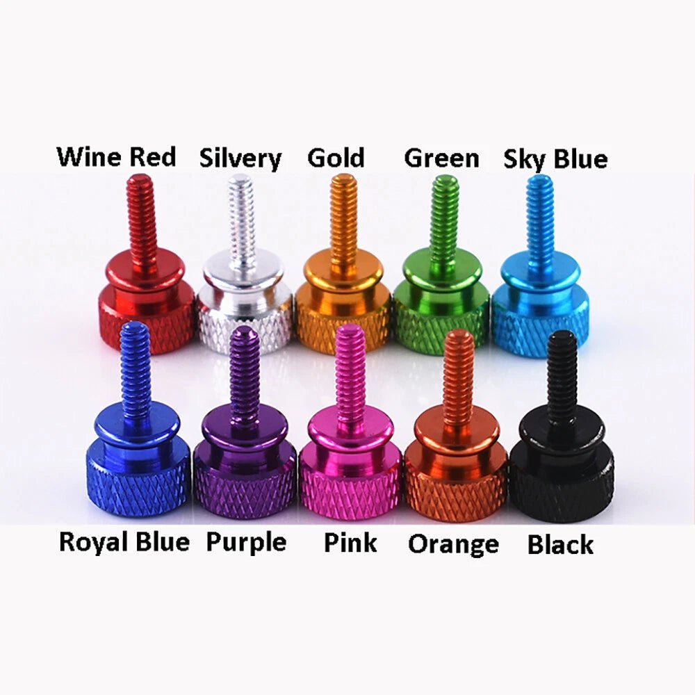6 - 32 Knurled Thumb Screws — Aluminum Alloy, 3 Lengths, 10 Colors, DIY Hand Grip Knob Bolts - HomeDIYer