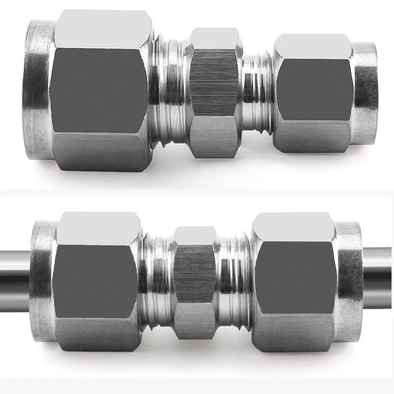 Stainless Steel Compression Fittings — Straight & Reducing Connectors, Φ3mm–Φ25mm