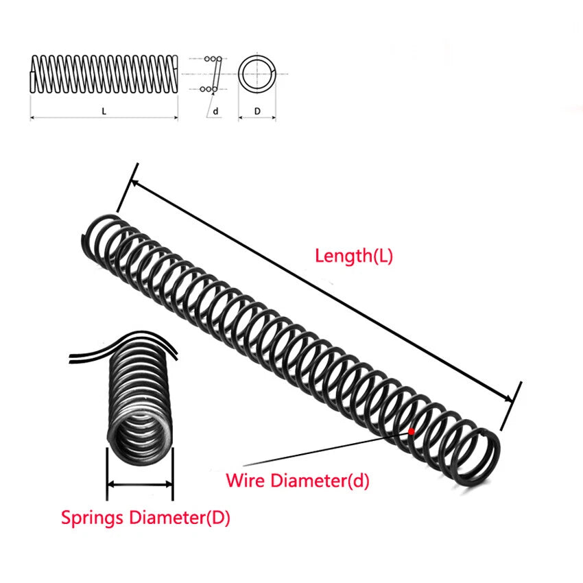 Compression Springs Wire Dia 1.2mm Length 10-305mm Diameter 8-20mm Spring Steel