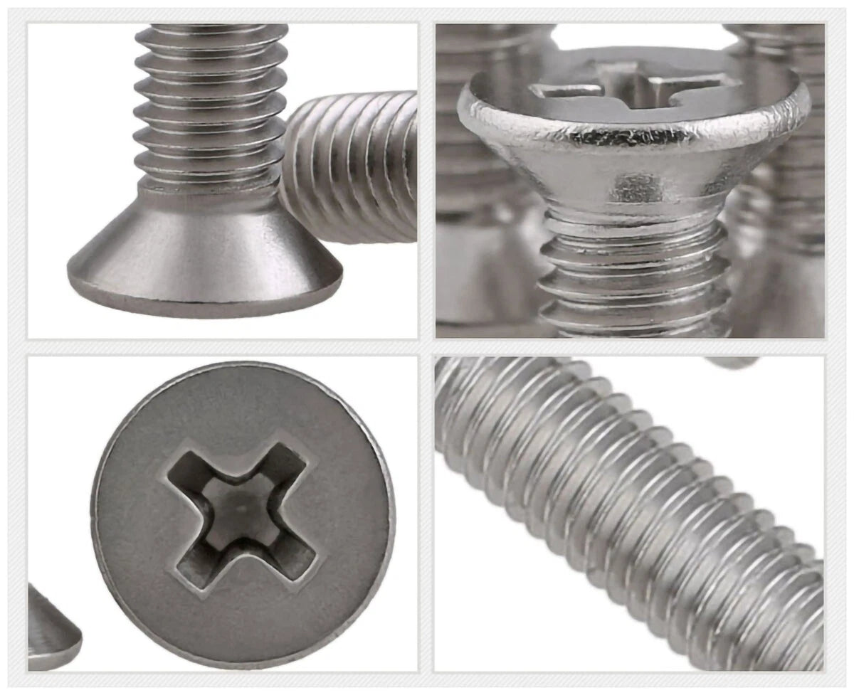Countersunk Machine Screws M1–M10 | Flat Head Phillips | 304 Stainless Steel