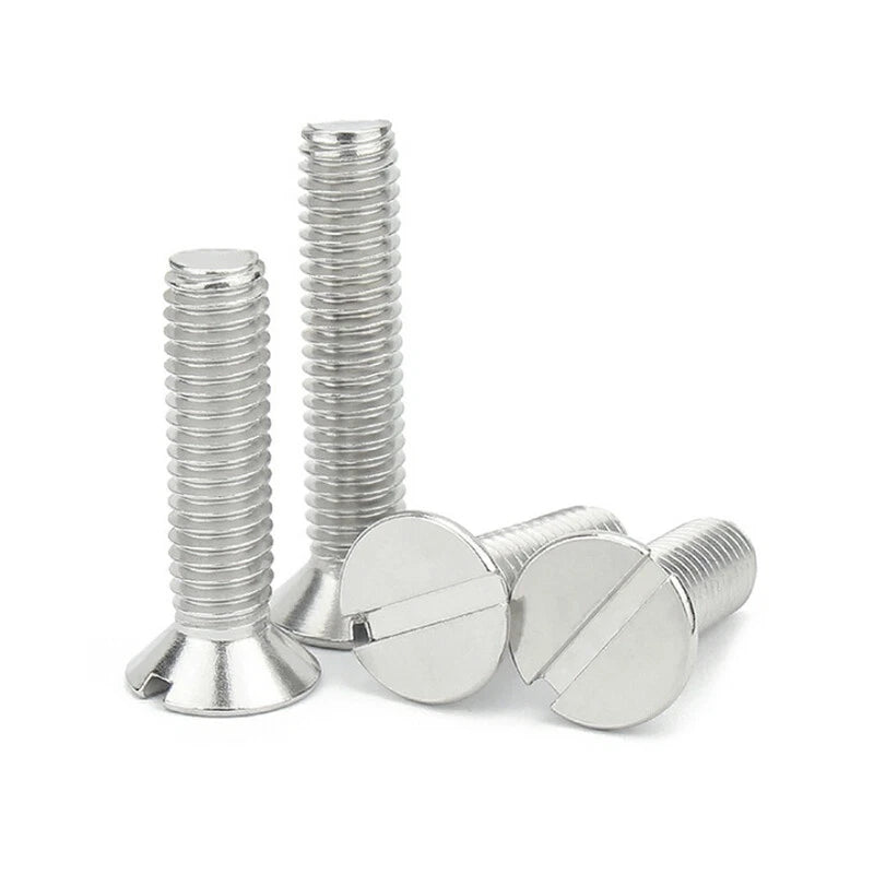 M2 M2.5 M3 M4 Slotted Countersunk Machine Screws — A2 Stainless Steel