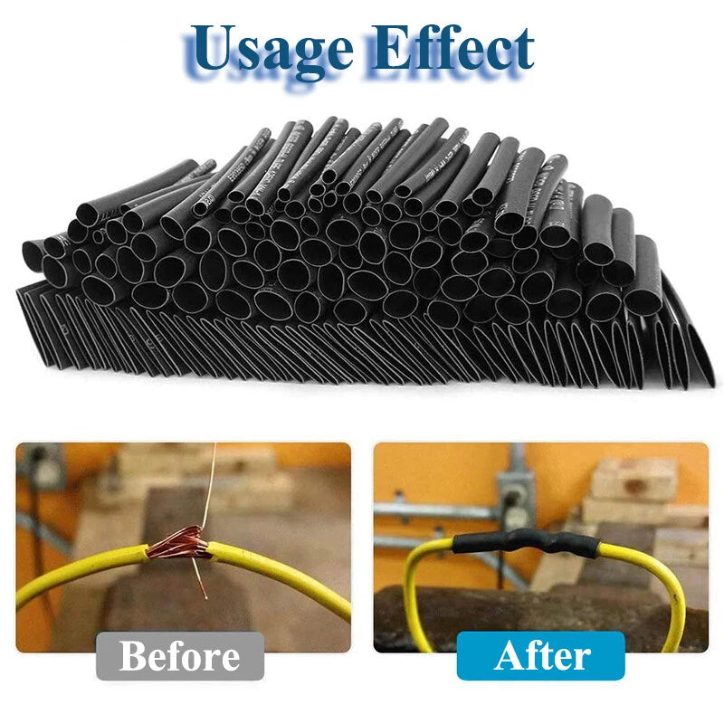 2:1 Heat Shrink Tubing Waterproof Wire Wrap — Black, ID 30–150mm