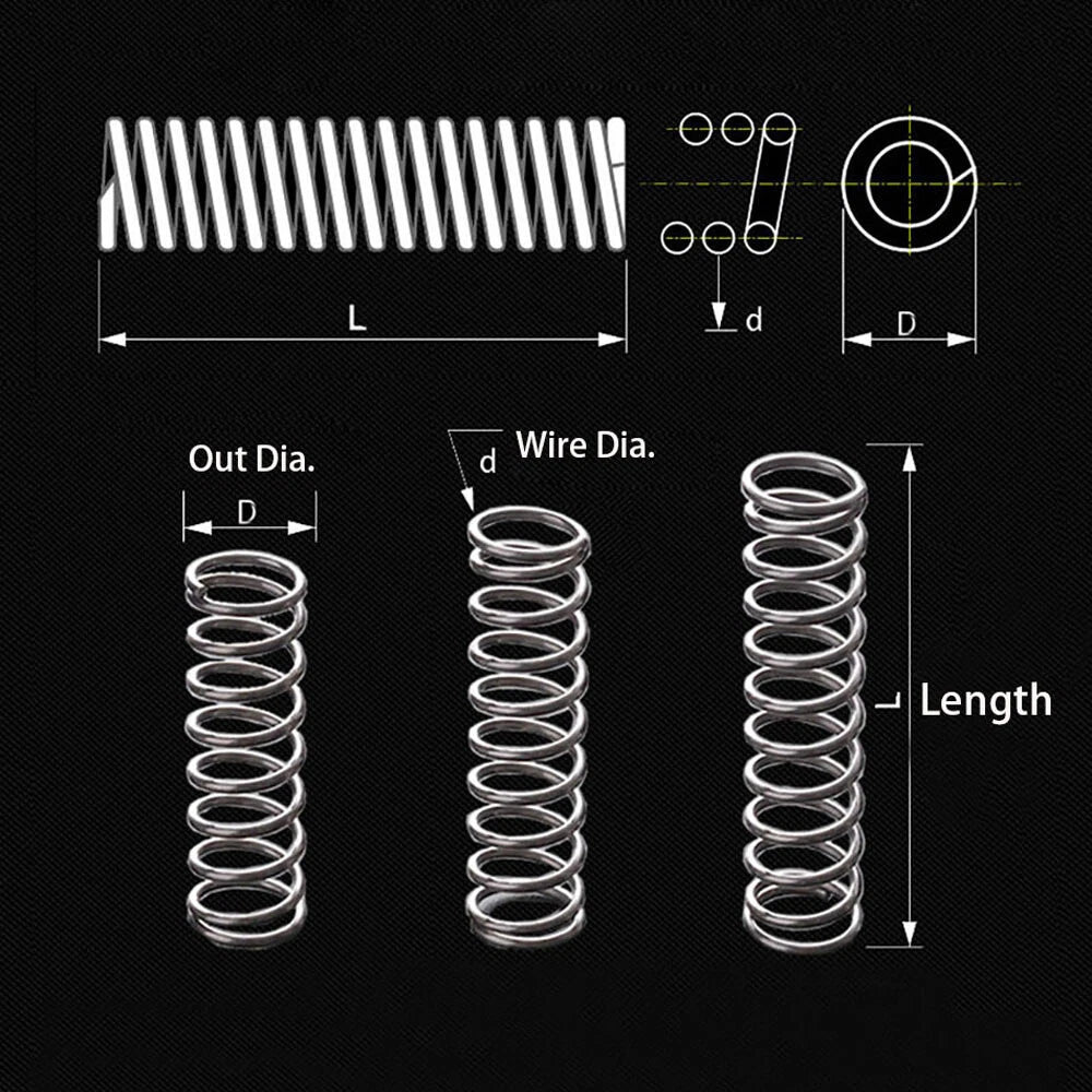0.9mm Wire Dia Length 10-50mm Galvanized Compression small spring Springs 10pcs