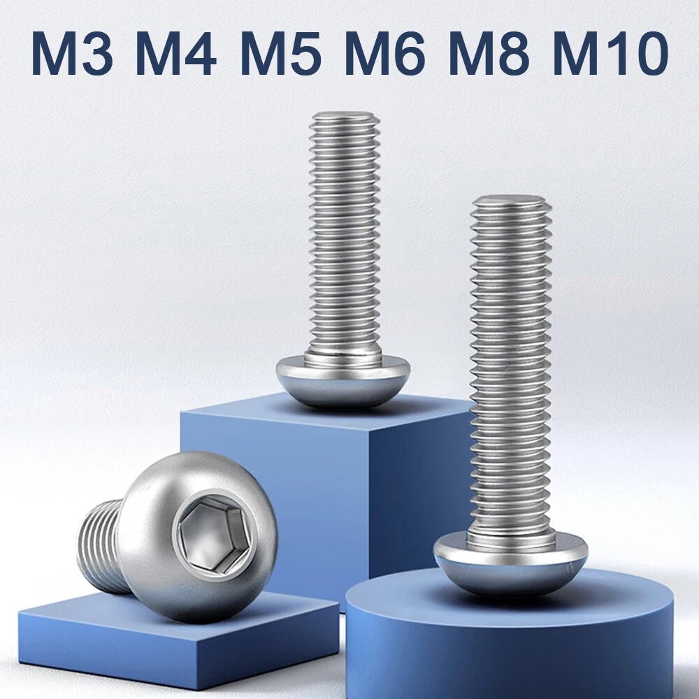 316 Stainless Steel Button Head Socket Cap Screws | M3 M4 M5 M6 M8 M10 | Hex Socket Drive - HomeDIYer