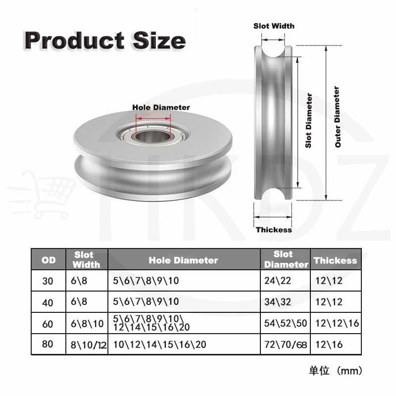 Aluminium Pulley Bearing CNC Guiding Wheel Flat Belt Idler OD 8-80mm Hole 5-16mm