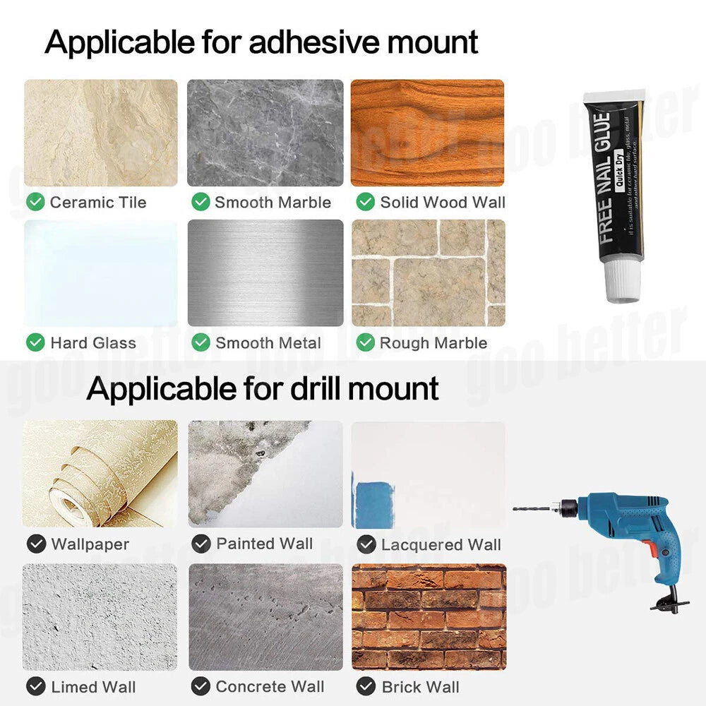 Wall Mounted Shower Shelf Caddy Adhesive No Drilling Bathroom Shower Storage