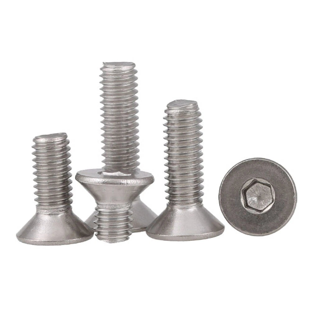 M2–M12 Countersunk Socket Screws, A2 Stainless Steel Allen Hex Flat Head Machine Bolts