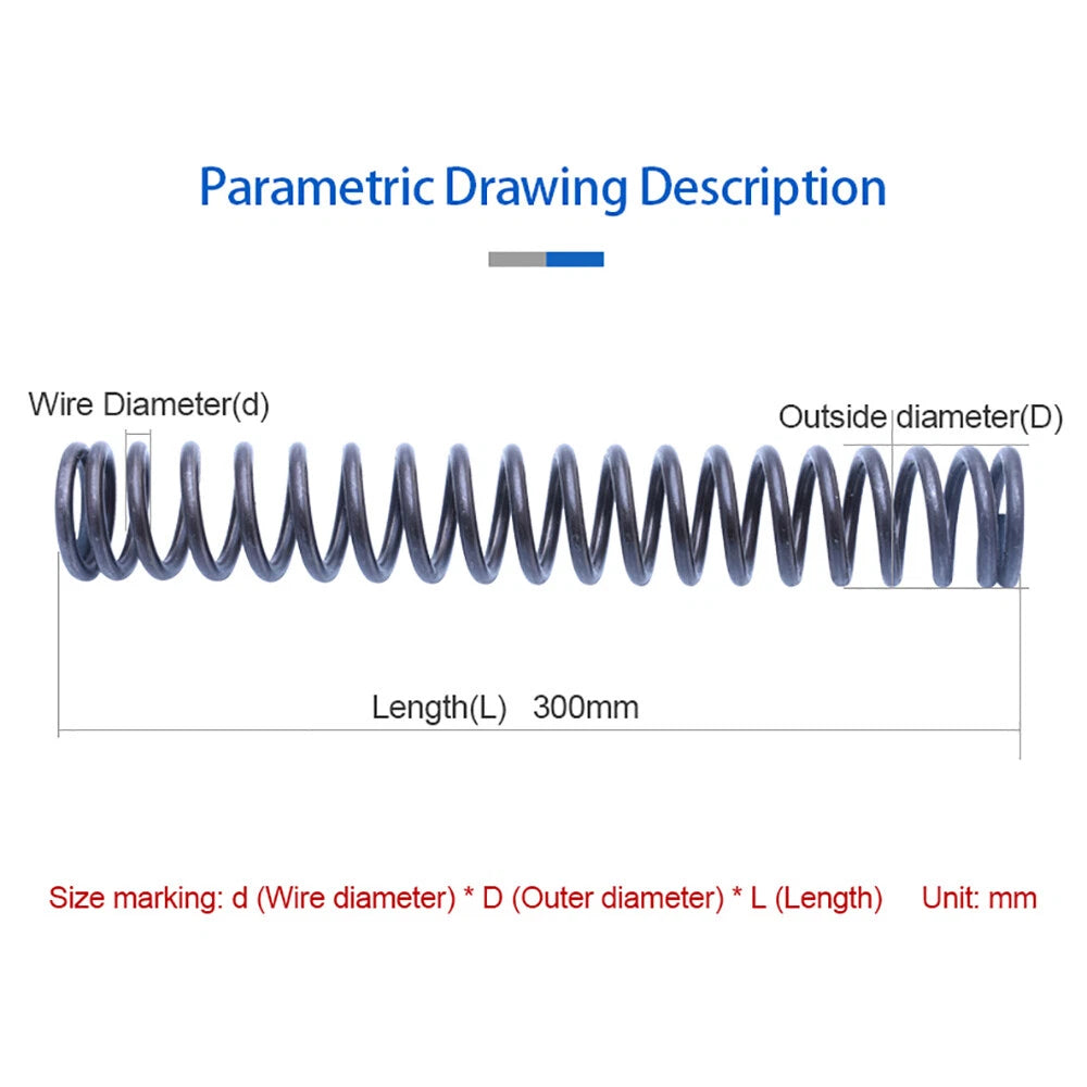 Compression Spring Wire Dia 0.3-1.6mm Length 300mm Pressure Compressed OD 2-25mm