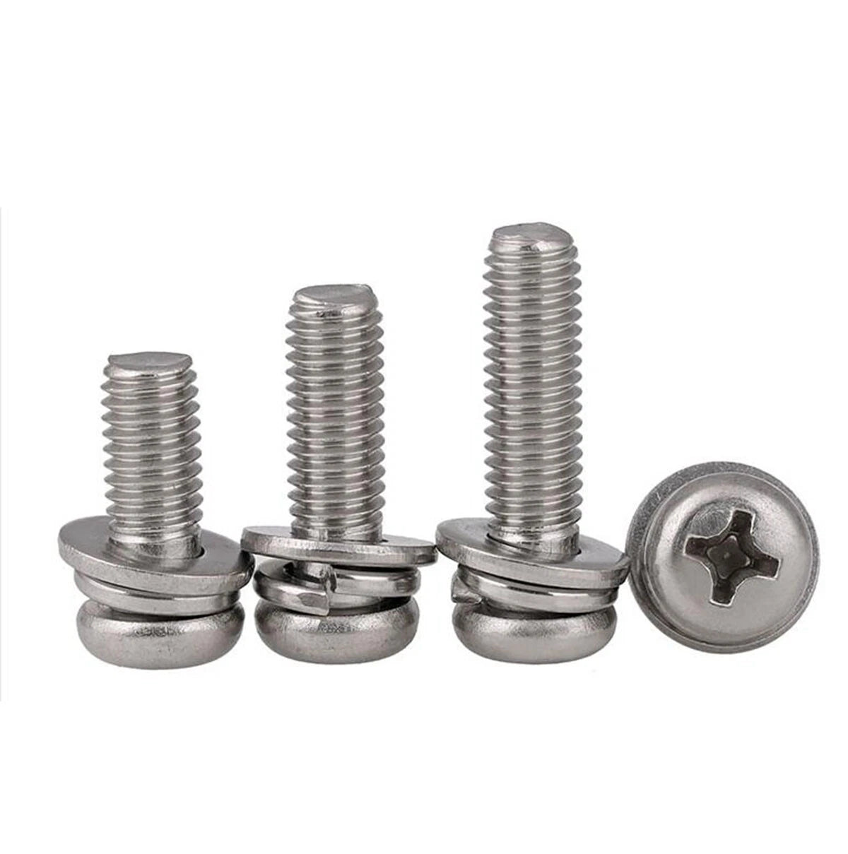 Phillips Pan Head Sems Screws with Flat Washer — M2 M2.5 M3 M4 | A2 304 Stainless Steel