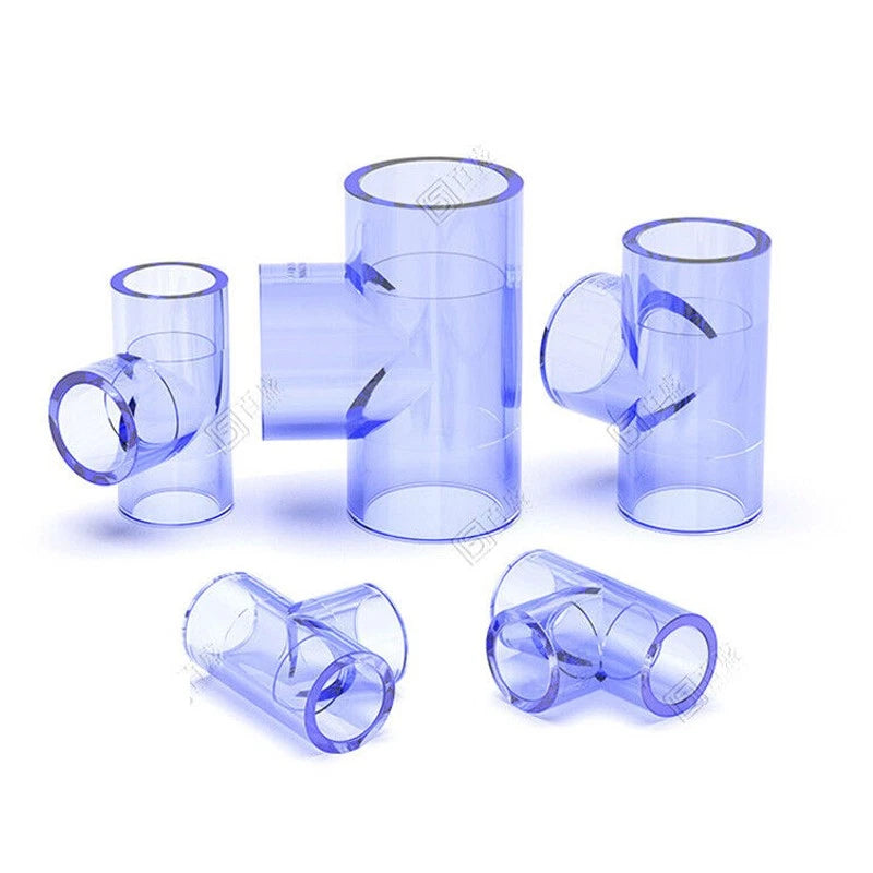 40mm Transparent UPVC T Piece Elbow Connector Adhesive Pipe Fittings Fish Tank