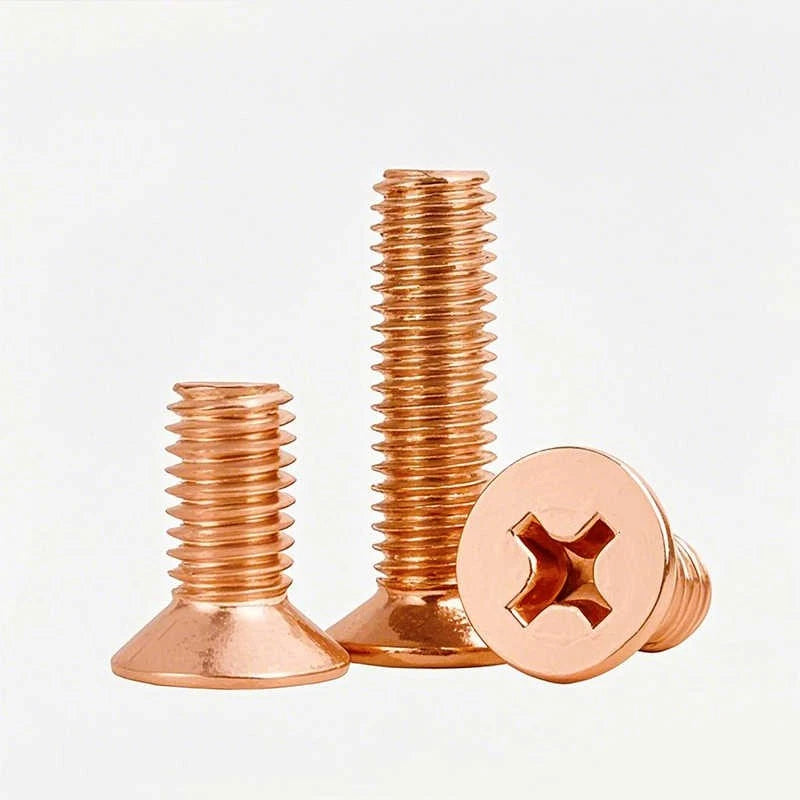 Pure Copper Phillips Countersunk Machine Screws M2–M10, Full Thread, T2