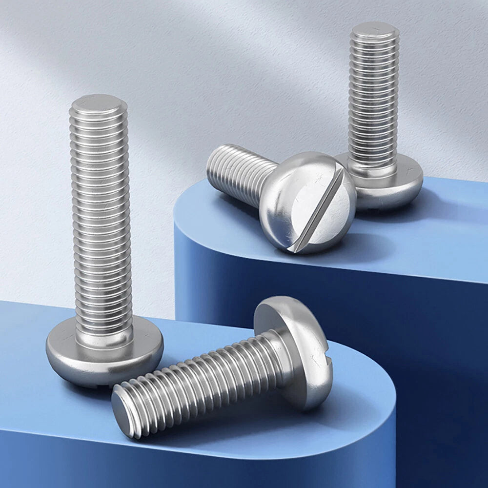 M4 M5 M6 M8 M10 A2 Stainless Steel Machine Screws - Slotted Pan Head Bolts DIN85
