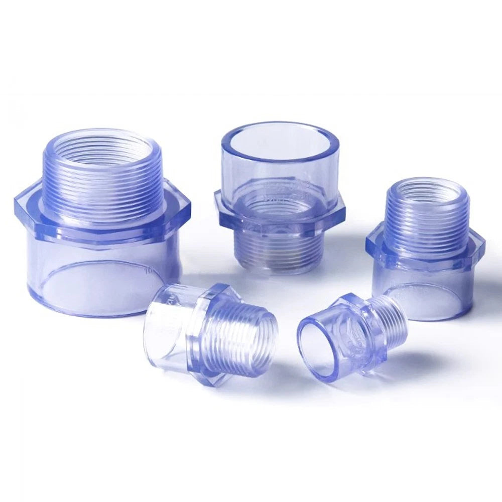 1 2"-2" UPVC Nipples Threaded Pipe Fittings Connector BSP Male Adapter Clear
