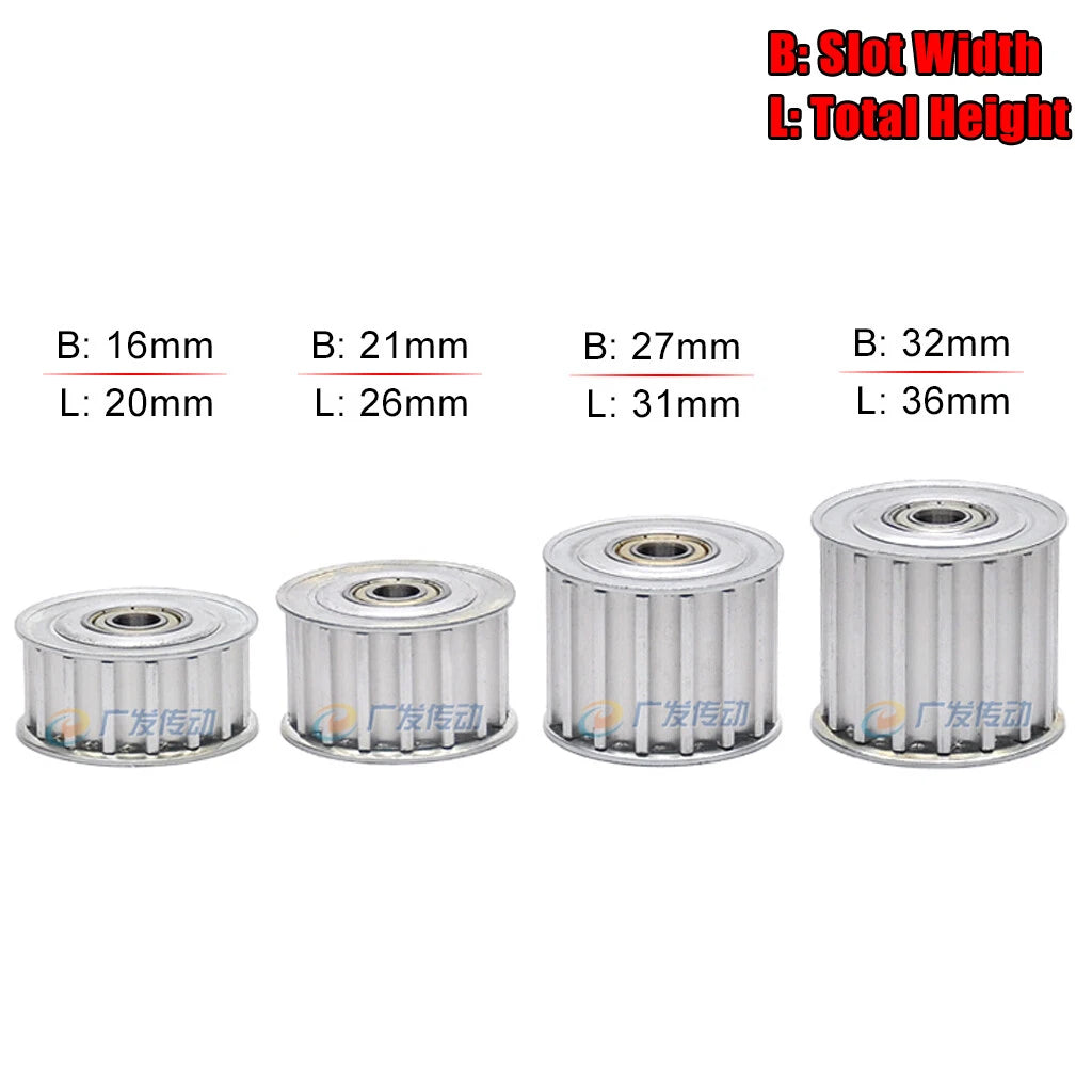 8M Timing Belt Idler Pulleys 15-30 Teeth Smooth 16 21 27 32mm Wide 5-25mm Bore
