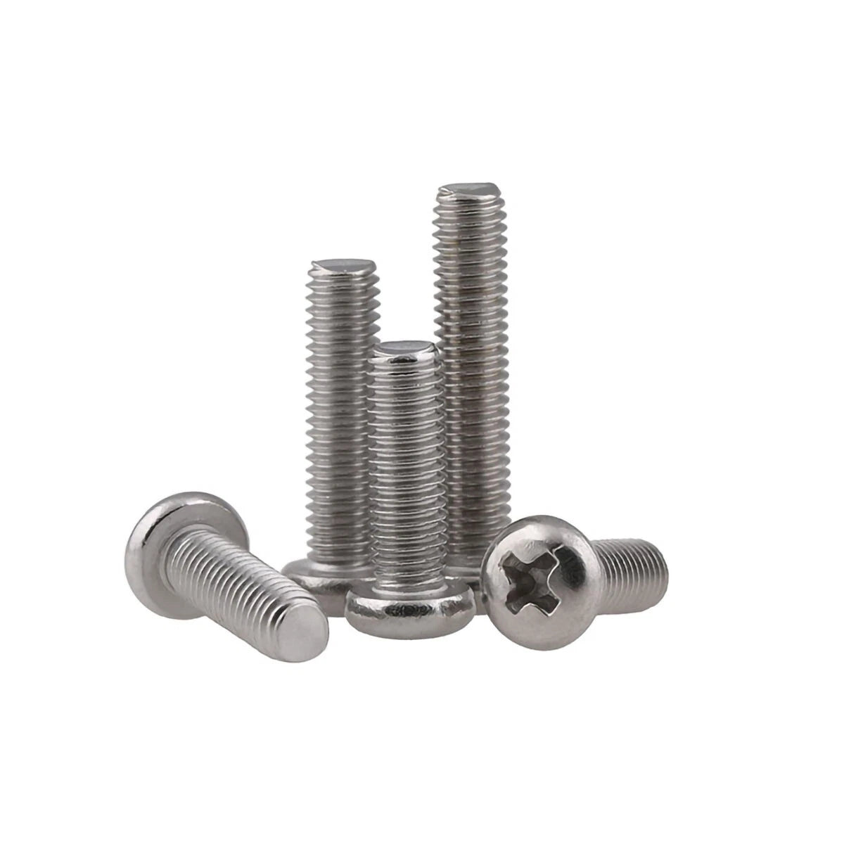 A2 304 Stainless Steel Pan Head Phillips Machine Screws M2 M2.5 M3 M4 M5 M6 M8 M10 — Full Range 3mm to 100mm