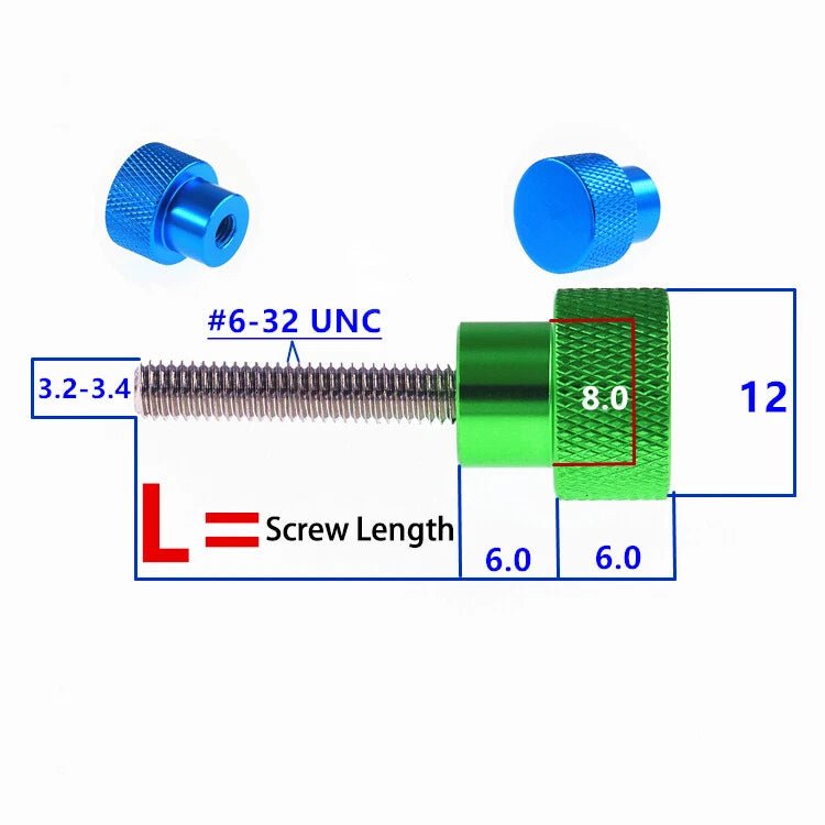UNC Knurled Thumb Screws — 6 - 32, 1/4" - 20, 3/8 - 16, Aluminum, Colorful Hand Grip Knob Bolts - HomeDIYer
