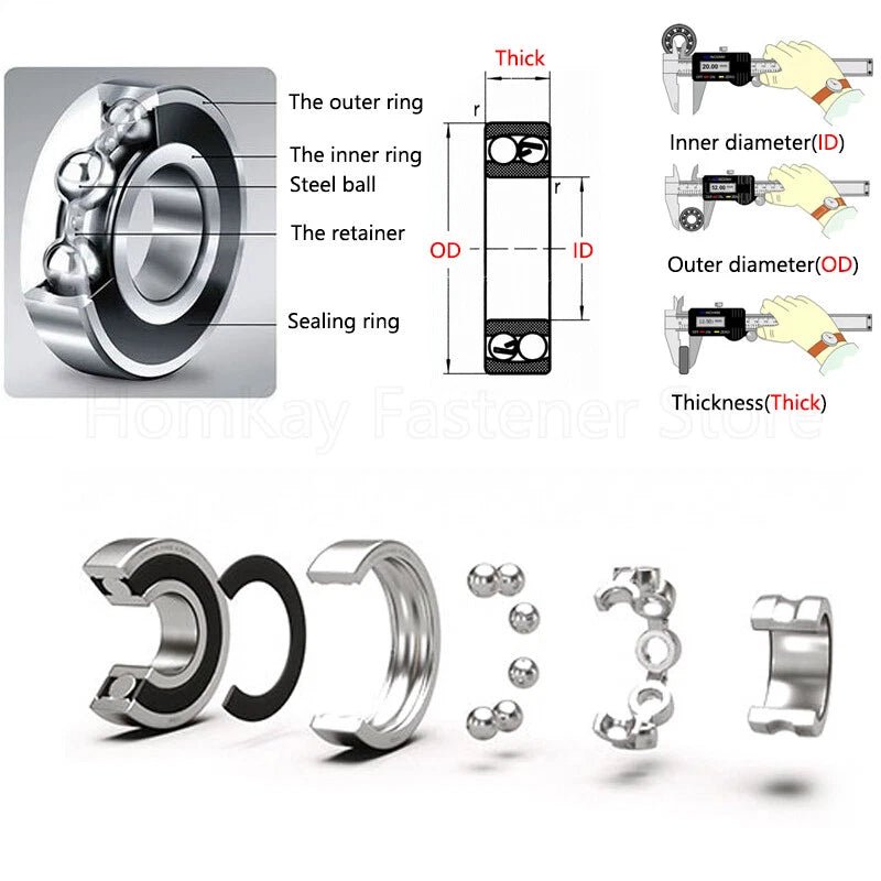 4x Deep Groove Ball Bearings MR52-MR149ZZ ID 2mm-9mm OD 5mm-14mm Thick 2.5mm-5mm