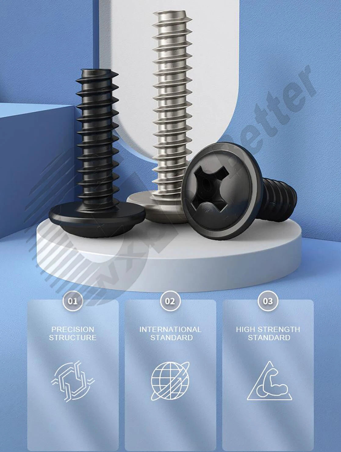M1.4 M1.7 M2 M2.3 M2.6 M3 M4 Flanged Pan Head Blunt Screws – Nickel or Black Zinc Carbon Steel
