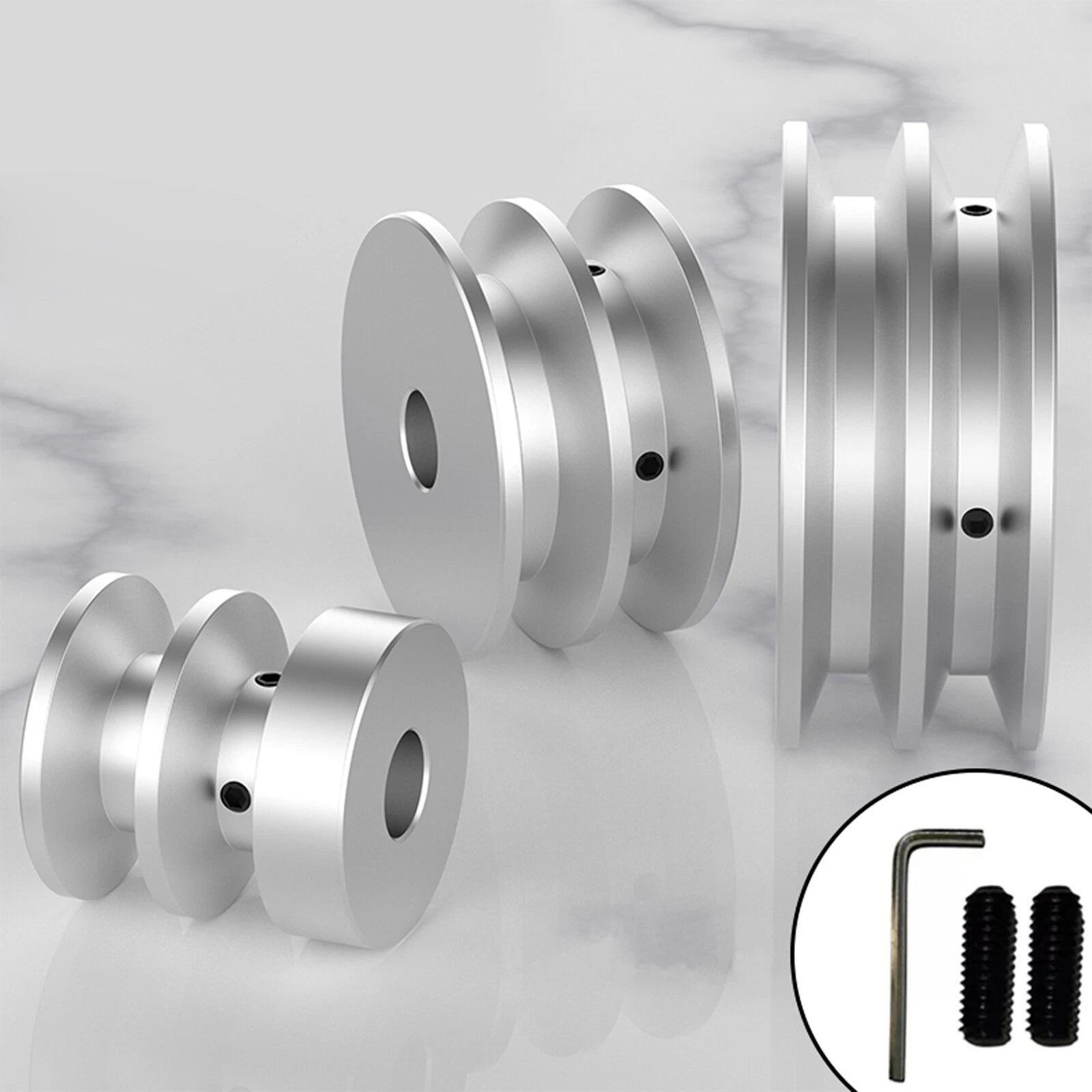 Double V-Groove Aluminum Drive Pulley For A-Section V-Belt Pulleys OD 40-100mm