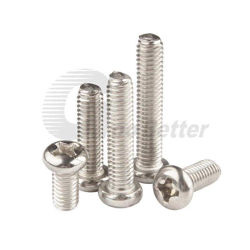 M1 M1.2 M1.4 M1.6 Round Pan Head Phillips Screws – Nickel Plated Carbon Steel, 2–10mm