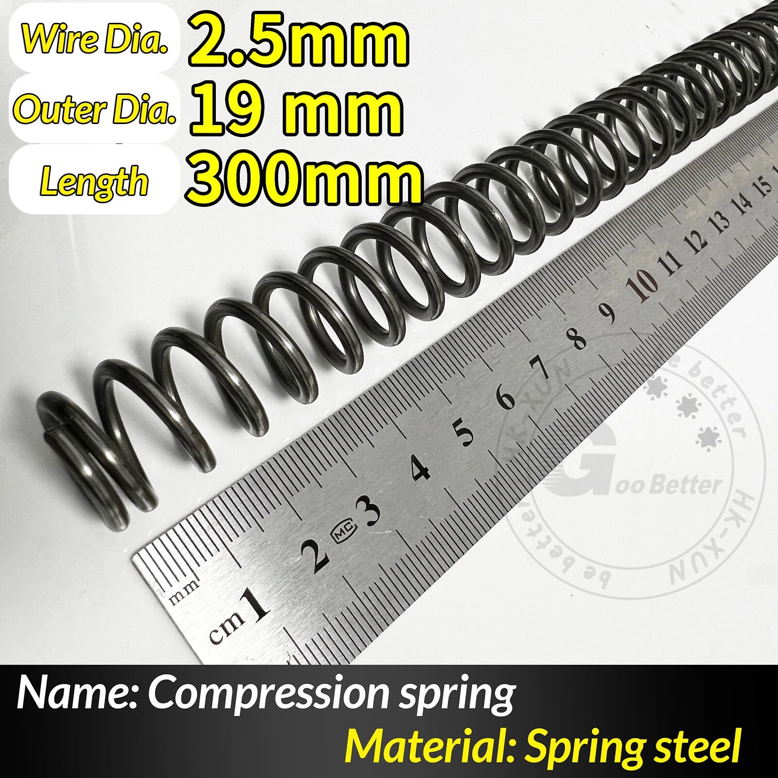 Compression Spring Pressure Springs, Wire Dia 2-3.5mm, OD 10-60mm, Length 300mm