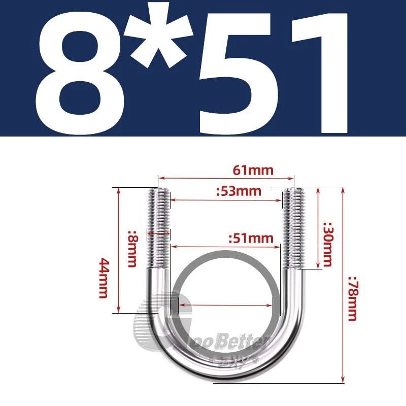 Square U - Bolts Stainless Steel — M6 to M24 | 304 A2 & 316 A4 Marine Grade - HomeDIYer
