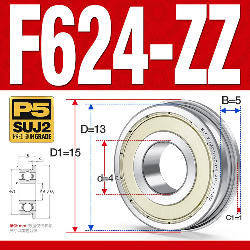 Mini Metal Shielded Flanged Ball Bearings - Model Complete Inner Diameter 2-50mm