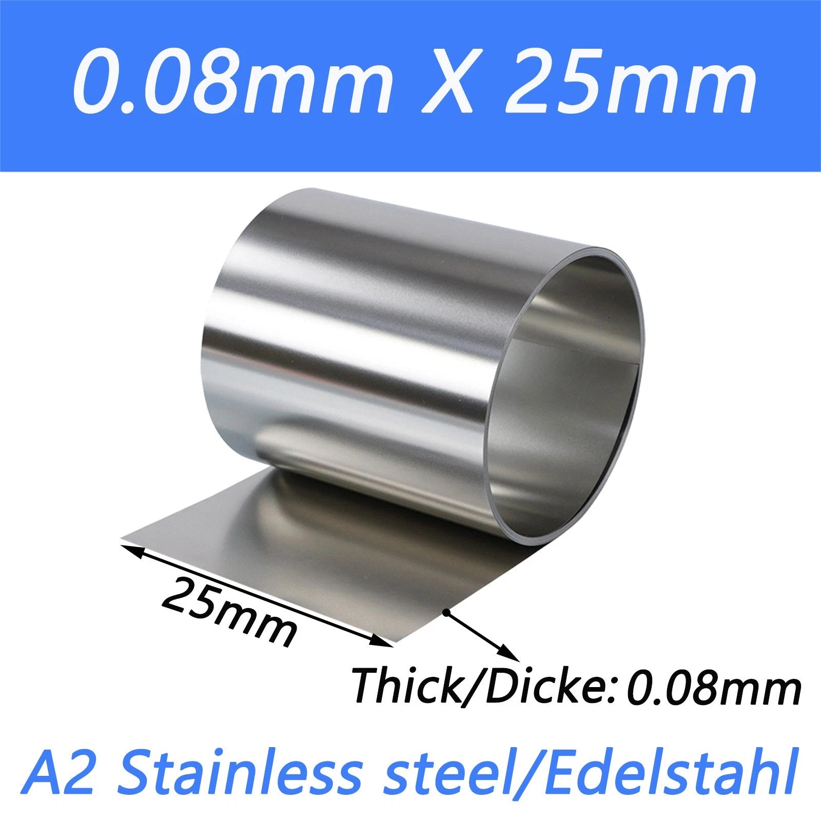 Stainless Steel 304 Thin Foil Strip Sheet | 0.01–1.0mm Thick, 10–400mm Wide