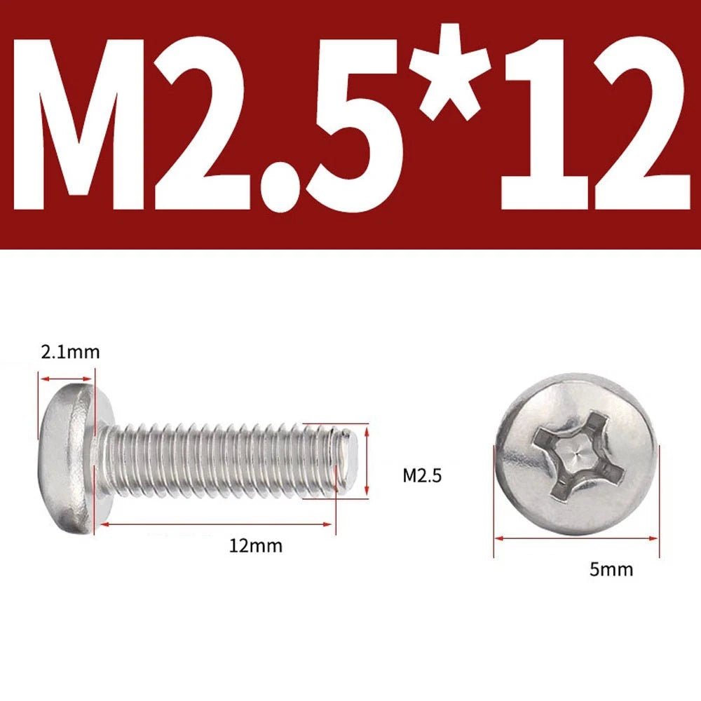 Phillips Pan Head Machine Screws — A4 Marine Grade Stainless Steel, DIN 7985 (M1.6–M10) - HomeDIYer