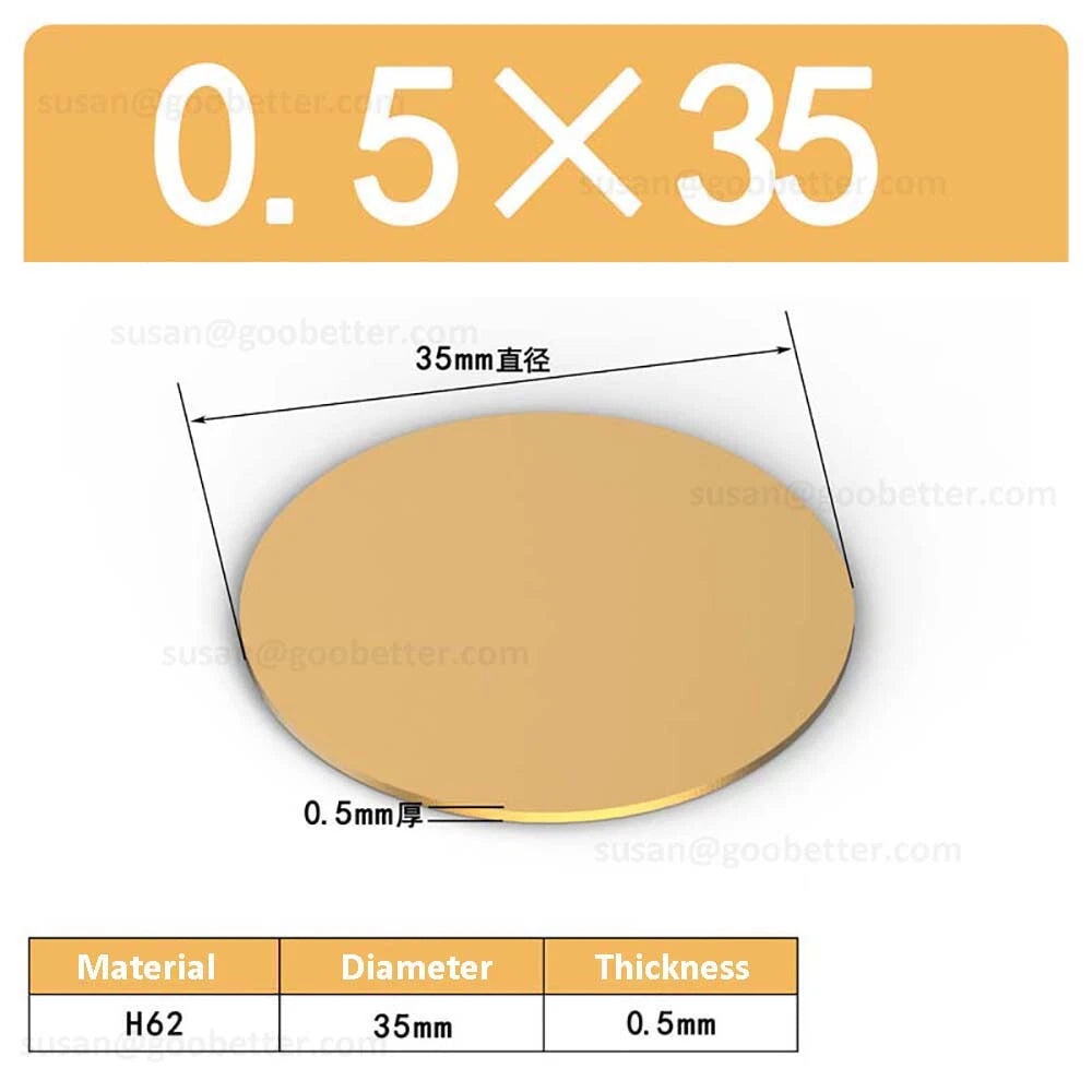 H62 Solids Brass Discs Blanks Metal Round Sheets OD 10mm-300mm Thick 0.3mm-4mm